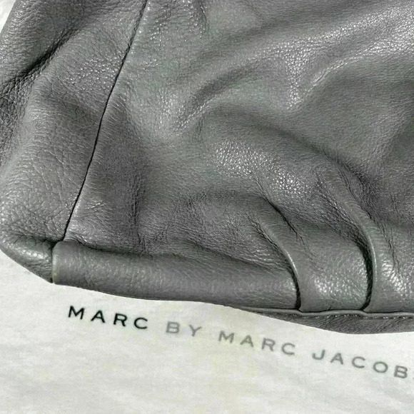 MARC JACOBS Orig Y2K Gray Shoulder Crossbody Satchel Top Handle Leather Purse Lg - Picture 13 of 13